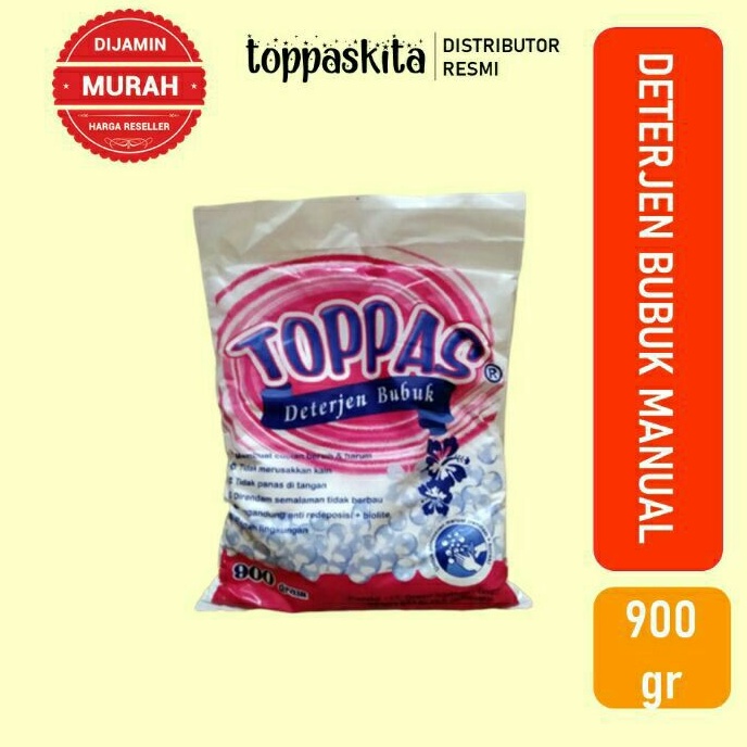 Toppas Deterjen Bubuk Manual 900 gr / Detergent Sabun Cuci Baju Bubuk