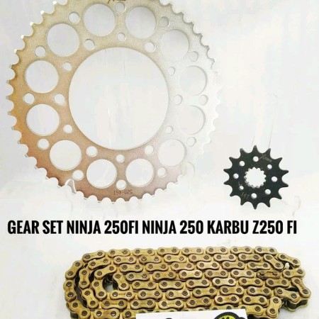 GEAR SET KAWASAKI Z250 NINJA 250 KARBU NINJA 250 FI RANTAI NINJA 250 KARBU GEAR KAWASAKI Z250 VISOR