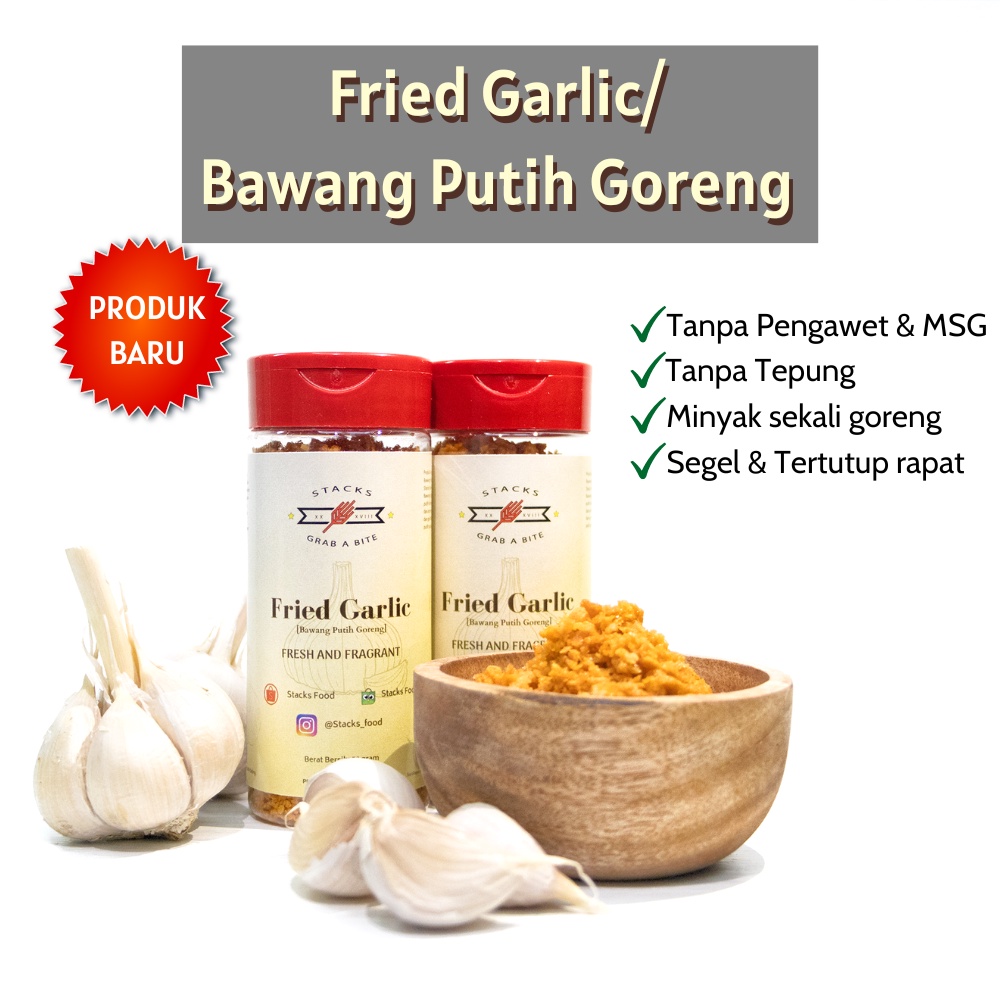 

Fried Garlic by Stacks Food 60gr (Bawang Putih Kating Goreng)