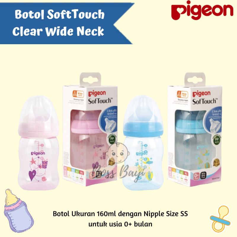 PIGEON Botol SoftTouch PP CLEAR WIDE Neck 160ml / 240ml