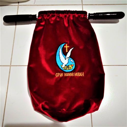 Kantong Persembahan Custom Besar Bludru Tebal Premium Bisa Bordir Logo Kolekte Pelean Tanggu Pundi Costum Kustom