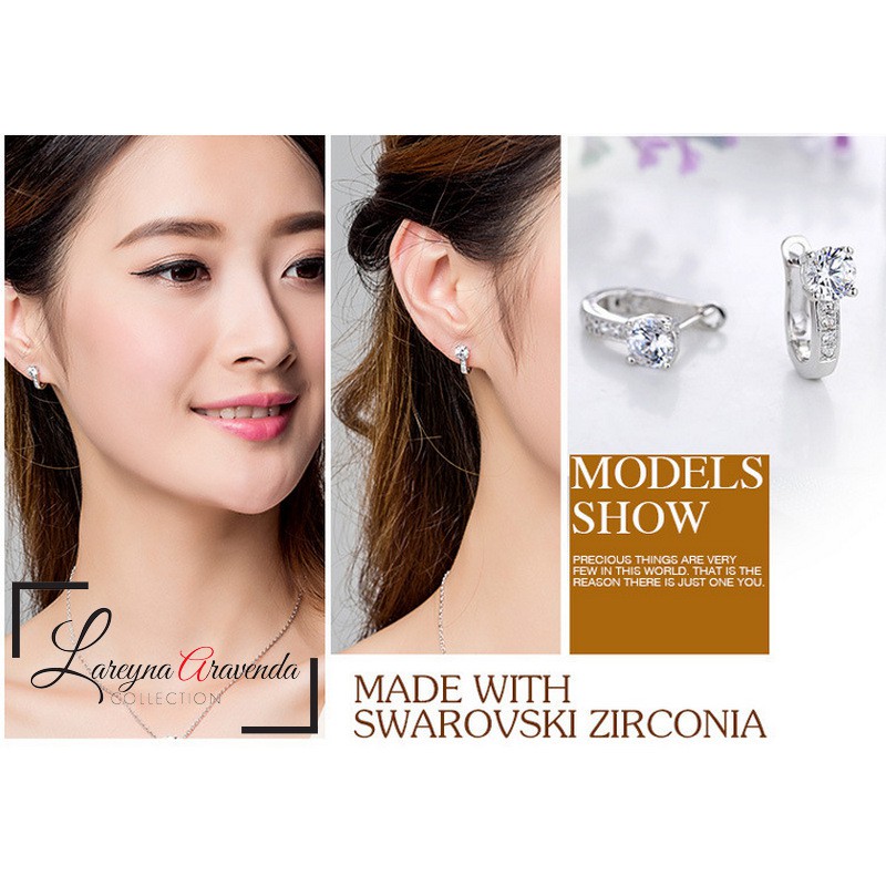 Anting Wanita Titanium Motif Kristal Crystal Vertikal Unik AT078-4