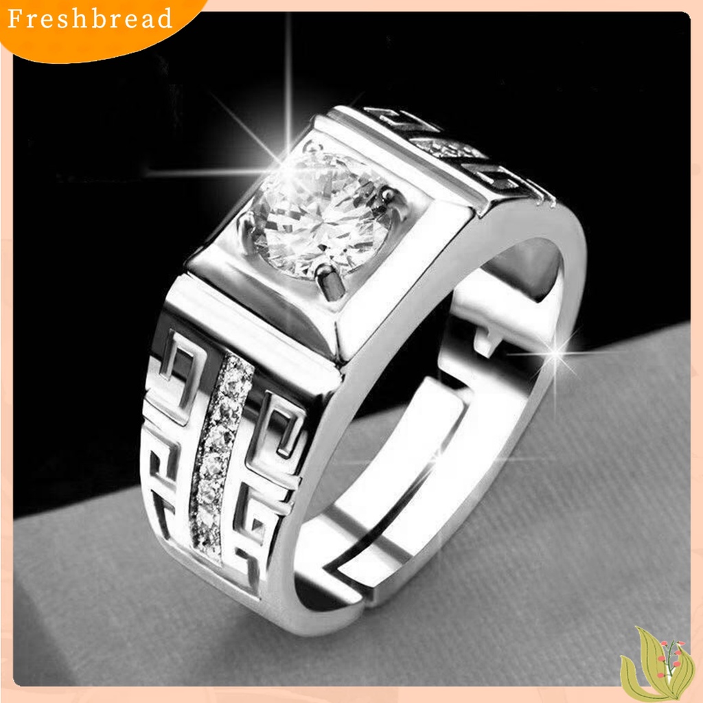 [TERLARIS]Classic Luxury Adjustable Cubic Zircon Couple Engagement Ring Jewelry Accessory for Valentine Day