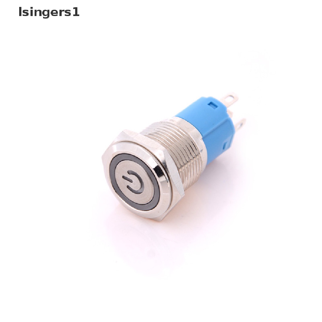 (lsingers1) Saklar Tombol Tekan On-off Mobil 12v 16mm Bahan Logam Dengan Lampu LED Power