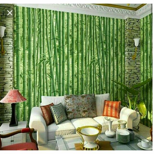 Wallpaper dinding murah bambu 3D hijau terlaris termurah best seller
