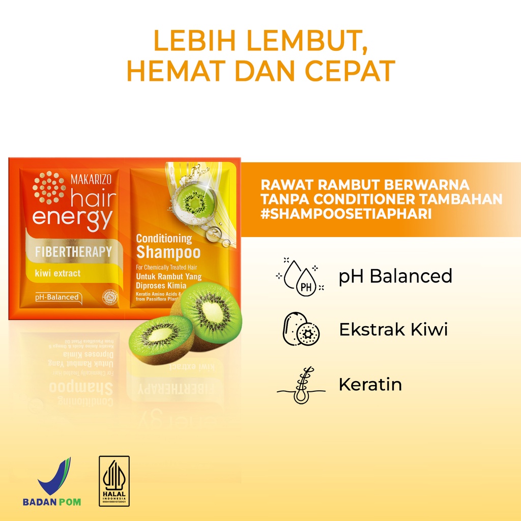 Makarizo Hair Energy Fibertherapy  Conditioning Shampoo Kiwi 10 mLx12 / Shampo Kondisioner-2