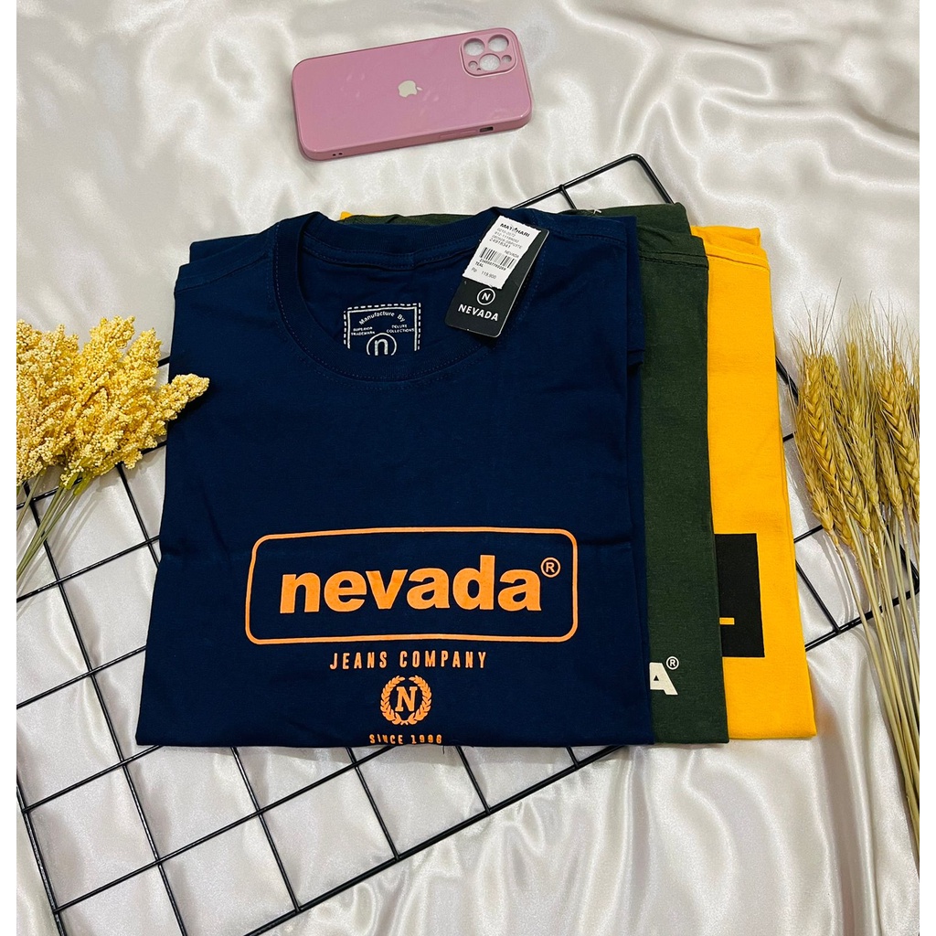 Jual [MOTIF RANDOM] Kaos Oblong Cowo NEVADA / NEPADA Full Tag Lengan