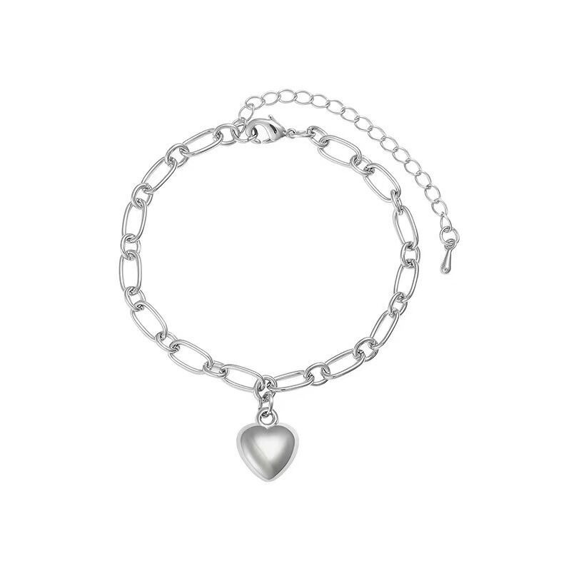 Gelang Mutiara Bentuk Hati Butterfly Warna Silver Gaya Retro Korea Untuk Wanita-12