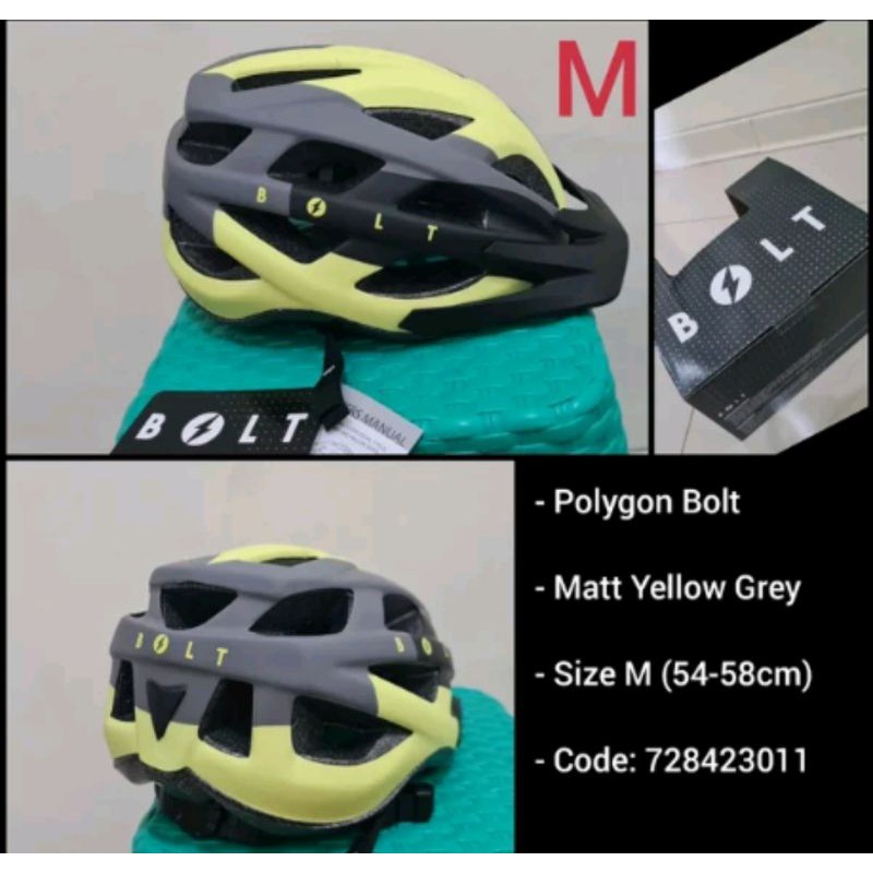 Helm Polygon Bolt Size M Warna Matt Yellow Grey . Helmet Sepeda Mtb Roadbike Lipat dll