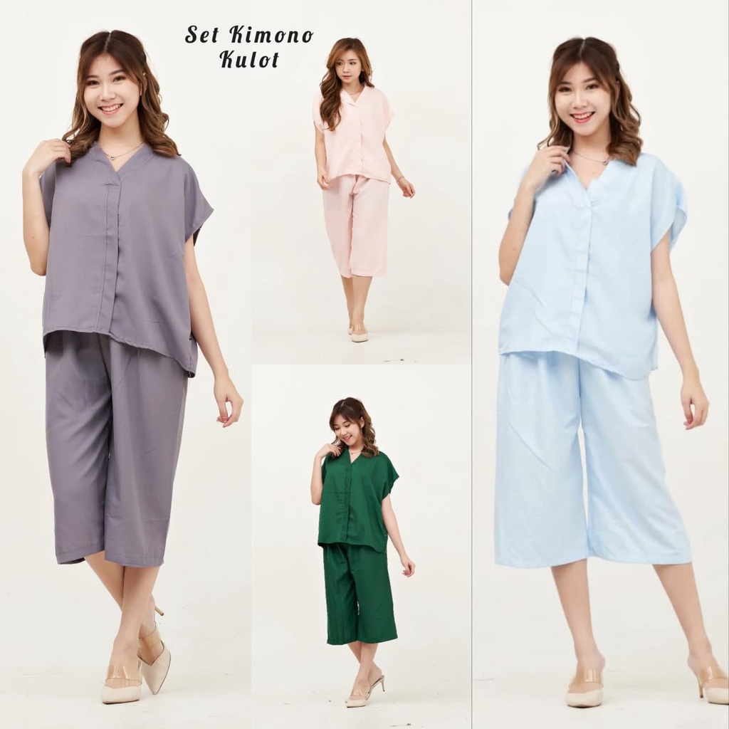 IZANY Piyama Dewasa Daily ONE SET V / SET Kulot Kimono PLAIN Polos