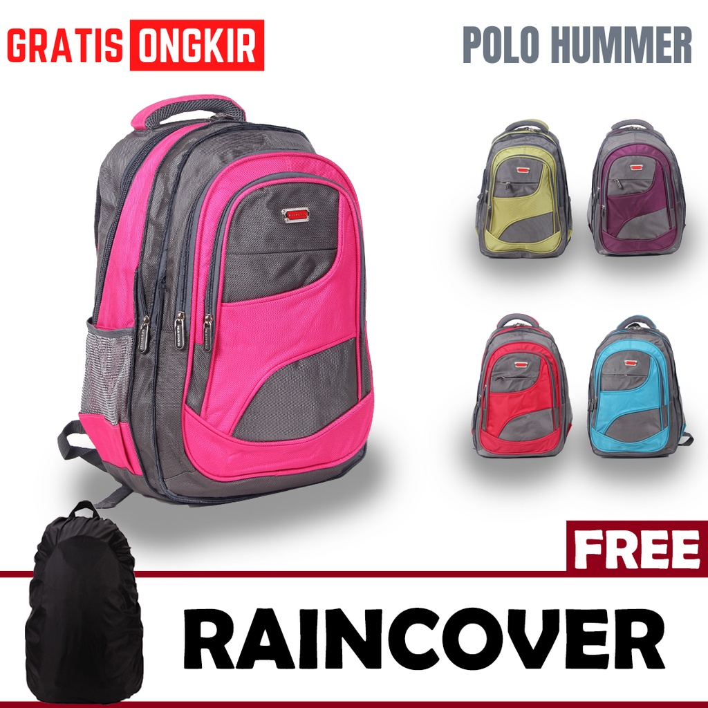 Tas Ransel Wanita Perempuan bisa Expanding (FREE RAINCOVER) -  Backpack Unisex POLO HUMMER