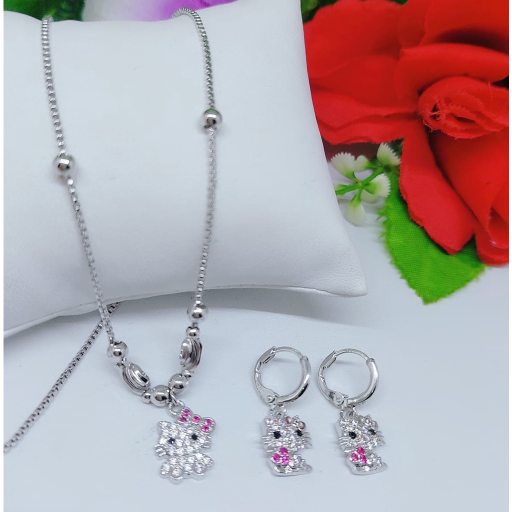 Set xuping kalung dan anting permata lapis emas perhiasan fashion 0369-0372