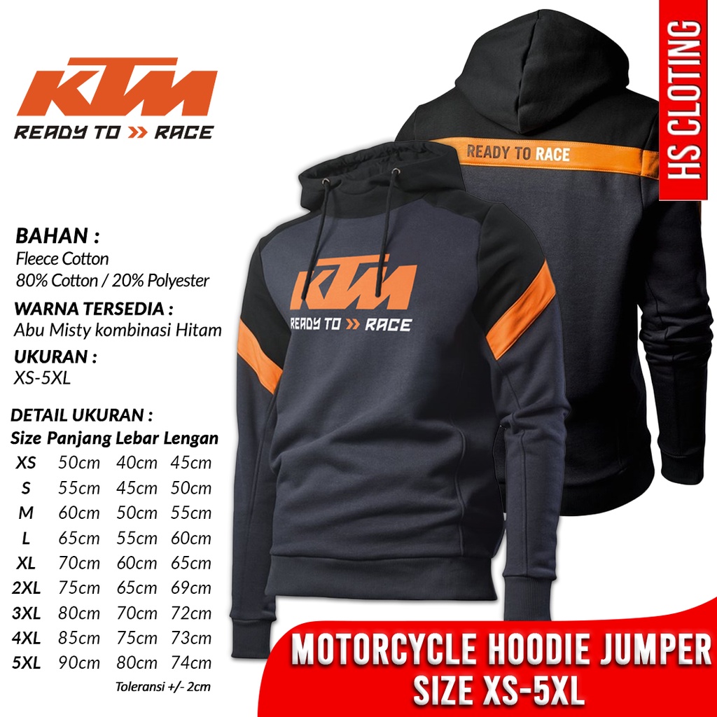 Jaket Motor XS-5XL KTM Motorcycle Ready To Race Hoodie Jumper Motocross Trail MX Racing Bahan Katun 