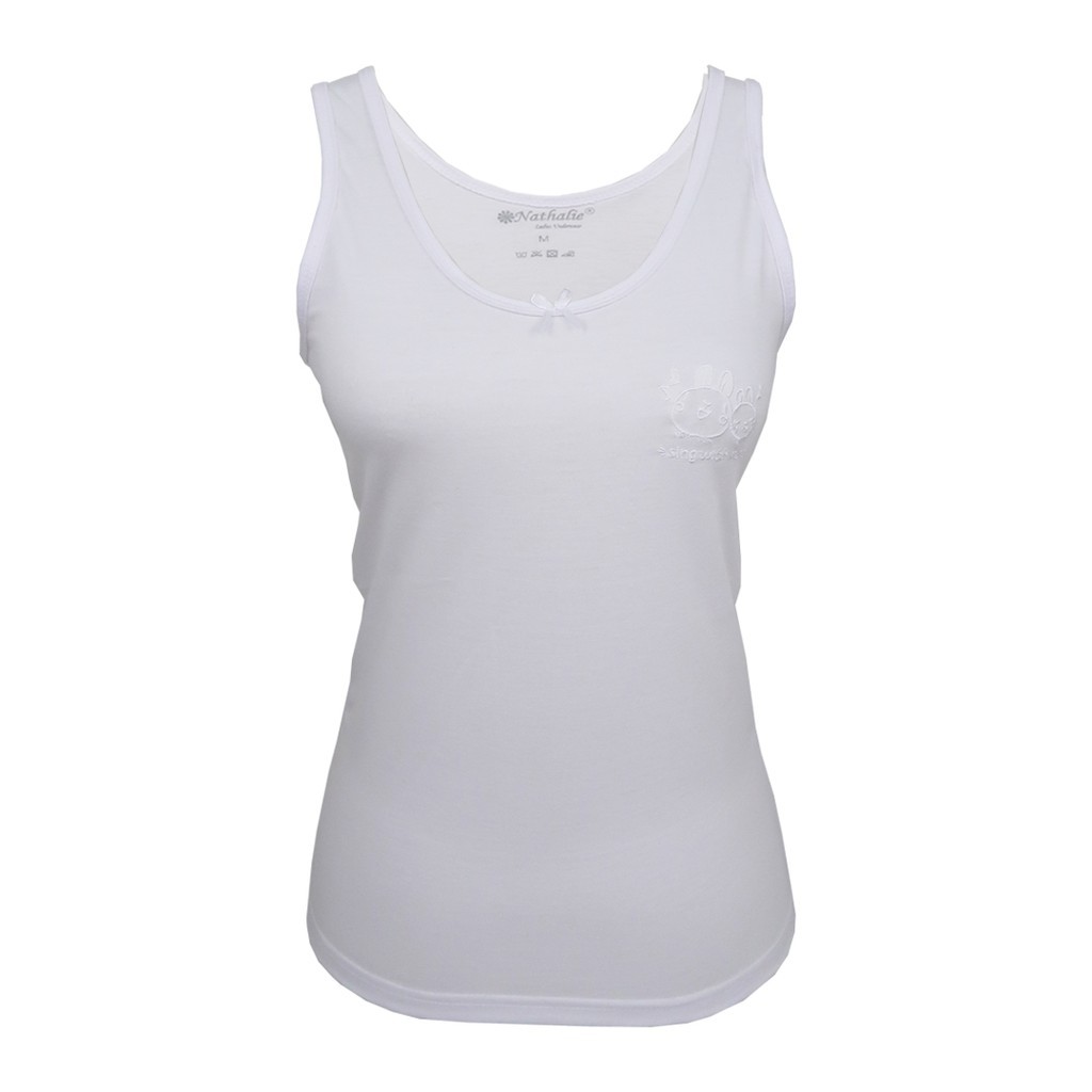 Singlet / Tanktop Wanita Nathalie NTA 0025 Putih Polos dan Bahan Katun