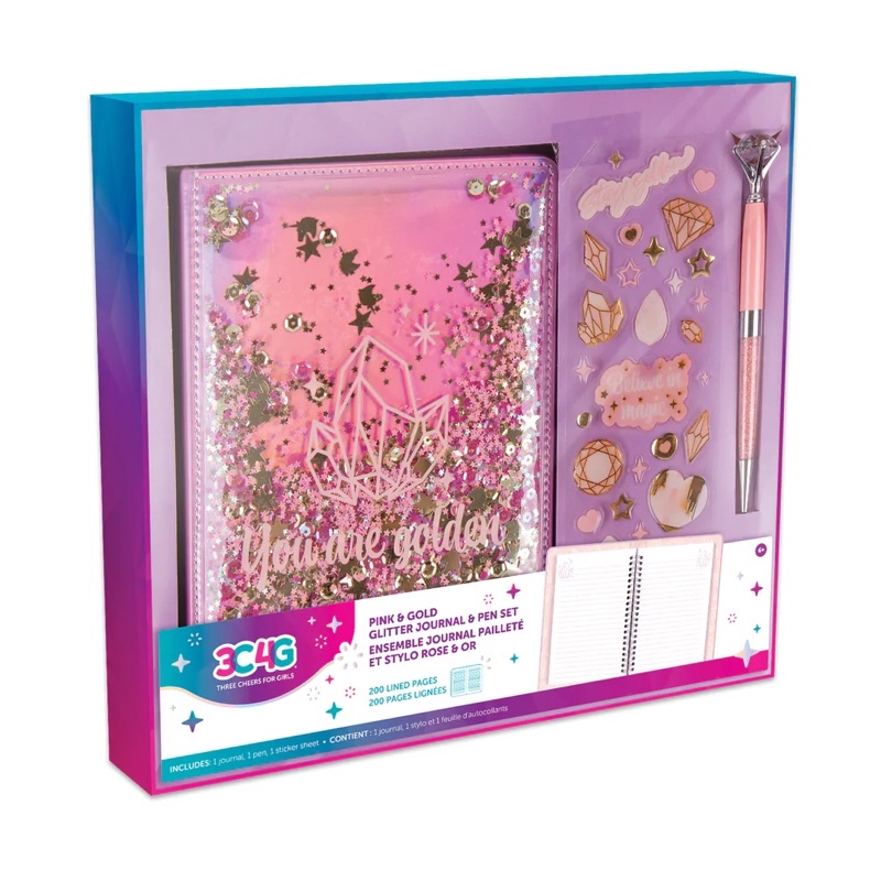 

Make It Real PINK & GOLD GLITTER JOURNAL AND PEN SET