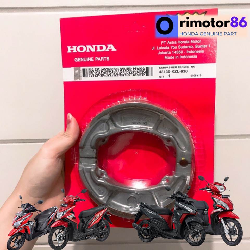 Kampas Rem Tromol Brake Shoe KZL Beat Scoopy Vario Spacy 43130KZL930 43130-KZL-930 Original