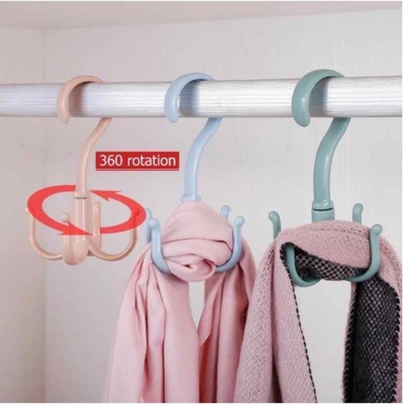 ✨NAGIHI✨ Gantungan Putar 4 Kait 360 Derajat Serbaguna / Cantelan Lemari 4 Cakar Rotatable 360° / Hanger Untuk Gantung Baju Syal Dasi Tas Sabuk Sepatu Topi Multifungsi