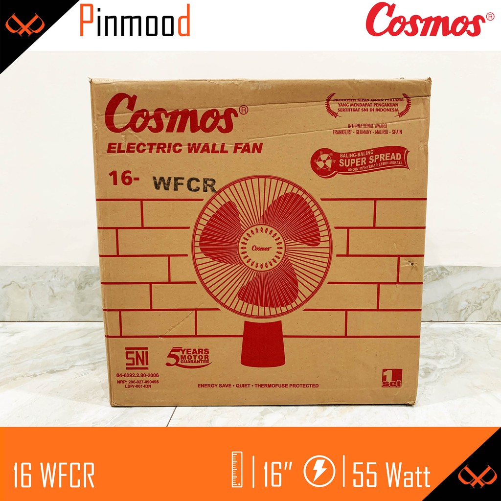 COSMOS 16-WFCR KIPAS ANGIN DINDING / WALL FAN 16 INCH WALLFAN REMOTE CONTROL ANGIN KENCANG LOW WATT