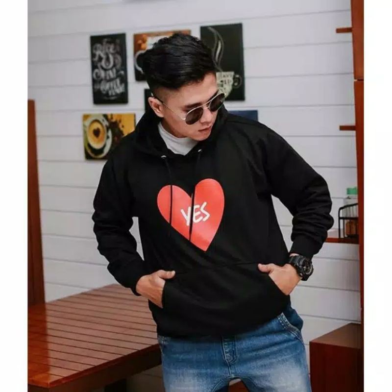 LOVE YES HOODIE || SWEATER HOODIE PRIA WANITA #LY