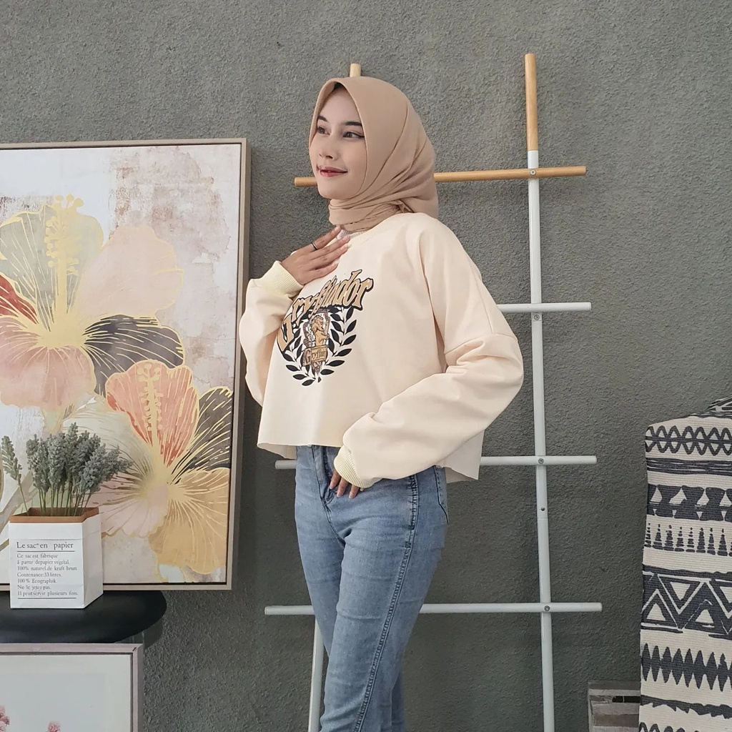 [CYC | COD] REALPICT | Outwear Gry ffin dor Crop Sweater | Fleece Outer Wanita Trendy Murah