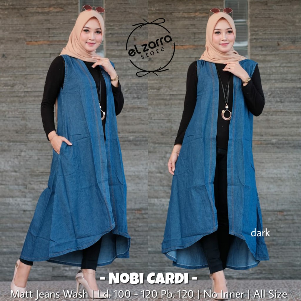 NOBI LONG CARDY OUTER PANJANG JEANS HQ PREMIUM KEKINIAN GAUL MURAH