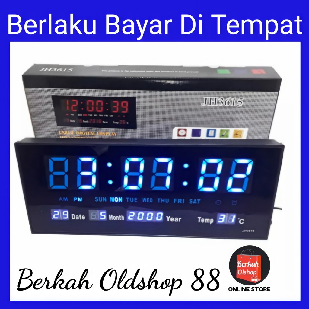 Berkah Oldshop 88 - Jam Dinding Digital LED Meja LED Clock 3615 Biru