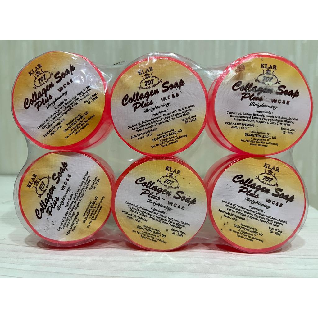 Sabun Collagen Bulat 707 KLAR Original BPOM Plus Vit C &amp; E Brightening Soap Kolagen Muka Glowing Memutihkan Wajah