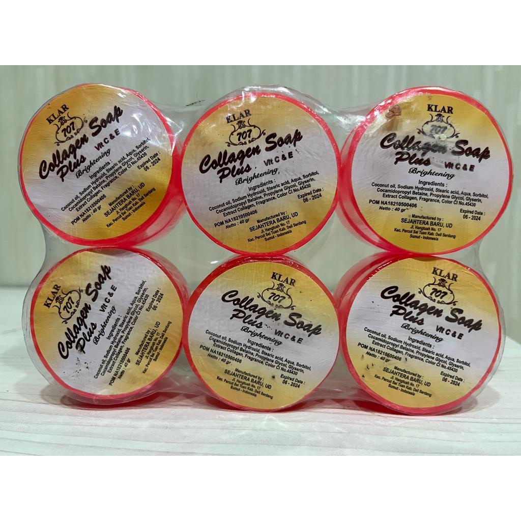 Sabun Collagen Bulat 707 KLAR Original BPOM Plus Vit C &amp; E Brightening Soap Kolagen Muka Glowing Memutihkan Wajah