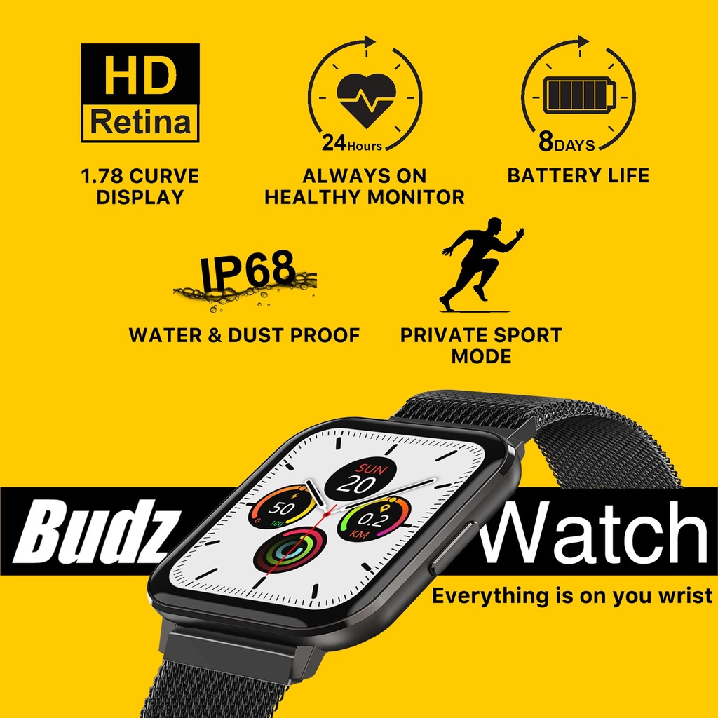 Budz Smartwatch Amoled Sport Ecg Blood Pressure IP68