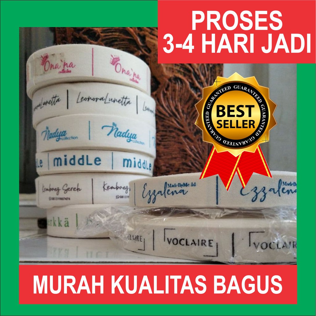 

(Min 200 pcs) MURAH - Label Katun Label Hijab Label Clothing Custom logo