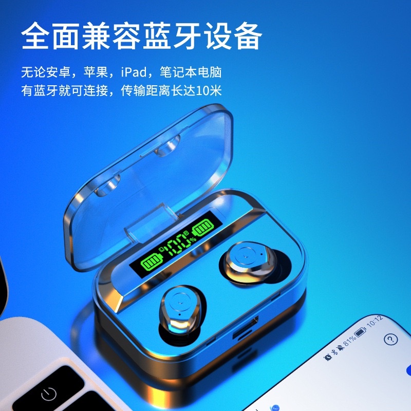 （COD）TWS m10 Wireless Earphone Headset Bluetooth 5.0 Dengan Mikrofon HIFI Stereo 9D With 3000 mAh Powerbank-Tg01
