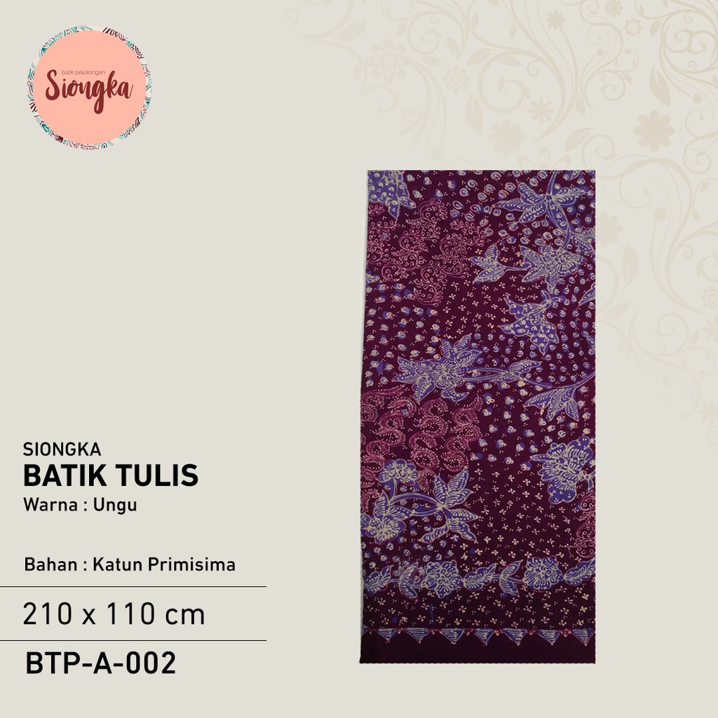 Kain Batik tulis Bahan Primisima (Ungu)