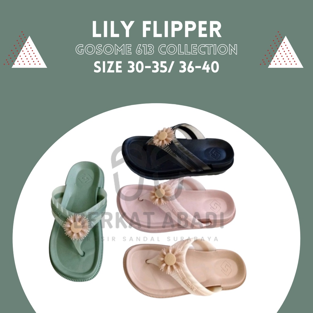 [SIZE 30-35] GOSOME | SANDAL JEPIT FLIPPER HIASAN BUNGA LILY  MURAH IMPORT GOSOME 613