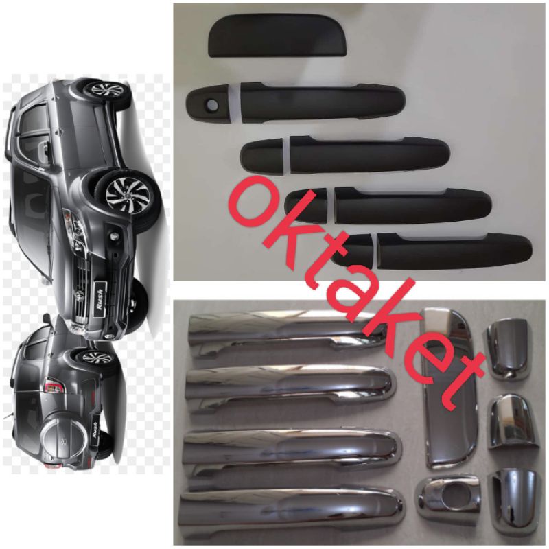 Cover handle Rush Terios lama old 2006 2010 2012 2017 hitam &amp; Chrome 5pcs