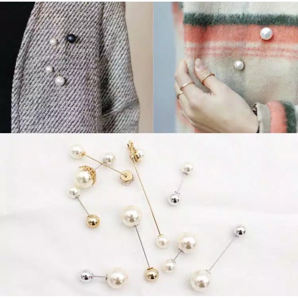 [COD] 1 Set Tuspin Jarum Hijab Mutiara Berlian / Bros Korea / Bros Pin Brooch Wanita