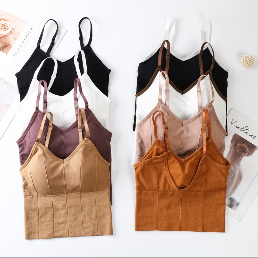 ♕ Tmall ♕ TM-119 TANKTOP BRA WITH CUP BH SINGLET PAKAIAN ATASAN WANITA IMPORT CROP-1
