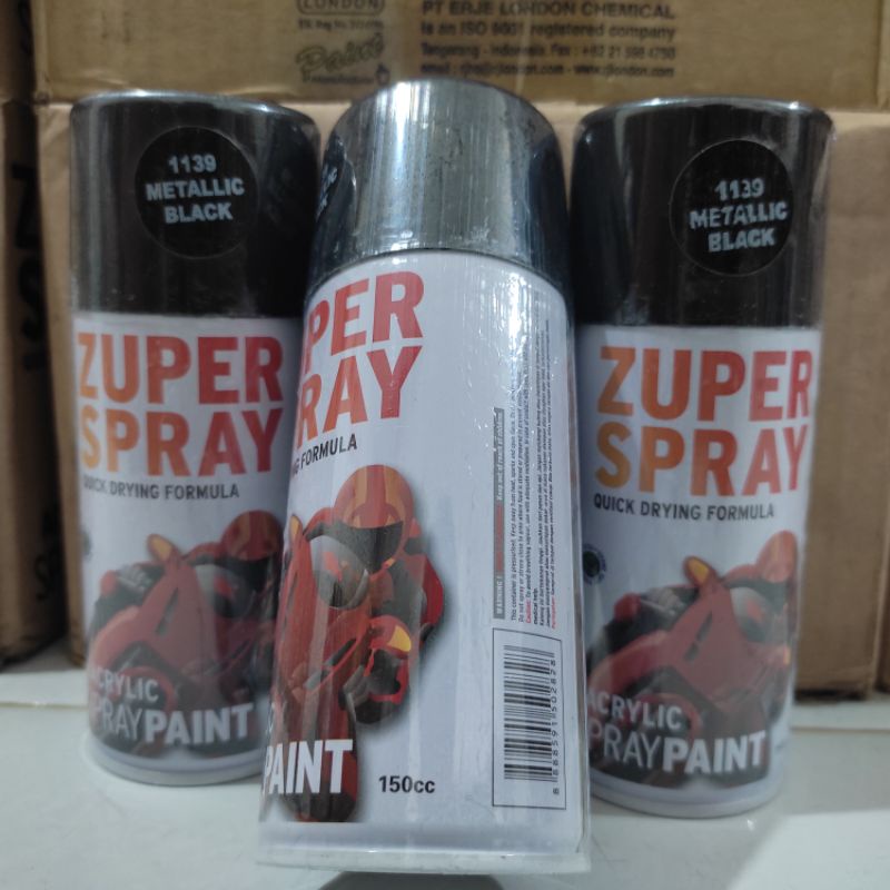 Pilok Pilox cat Zuper 1139 BLACK Metalic 150cc/BLACK Metalic Cat Semprot 150cc Pilox Zuper