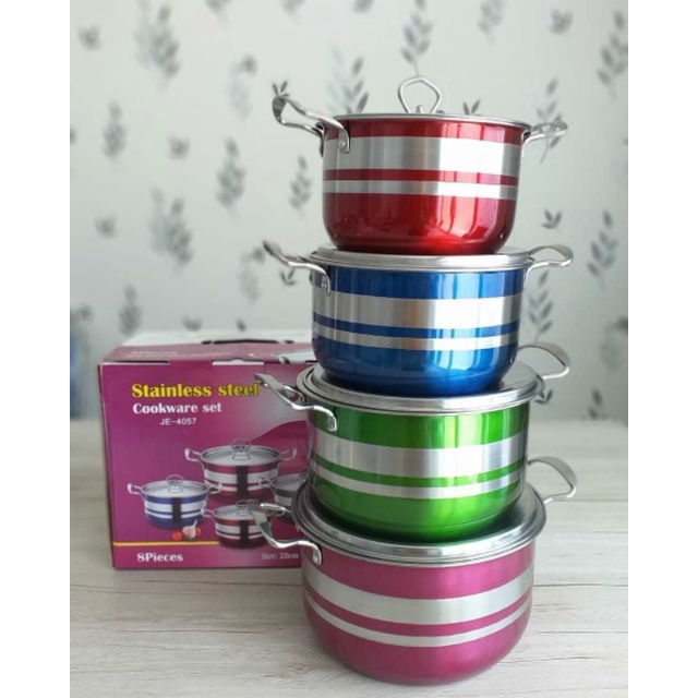 Panci  stenlis set pelangi isi 4