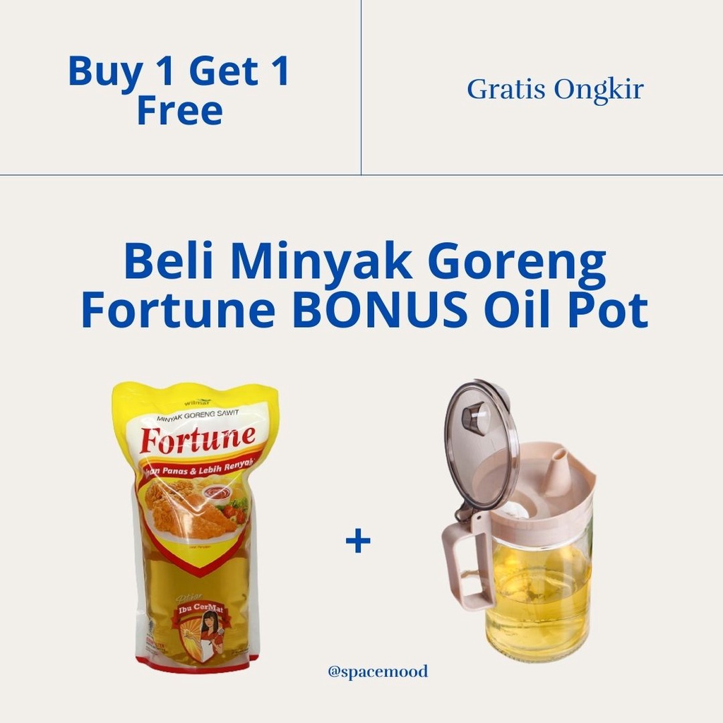 

Minyak Goreng Fortune 1 Liter Bonus Oil Pot Tempat Minyak Goreng