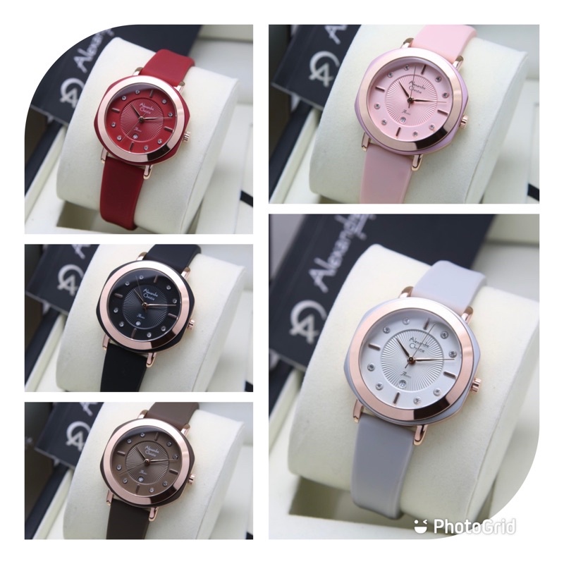 jam tangan wanita Alexander Cristie Original ac2991 model tali karet terbaru