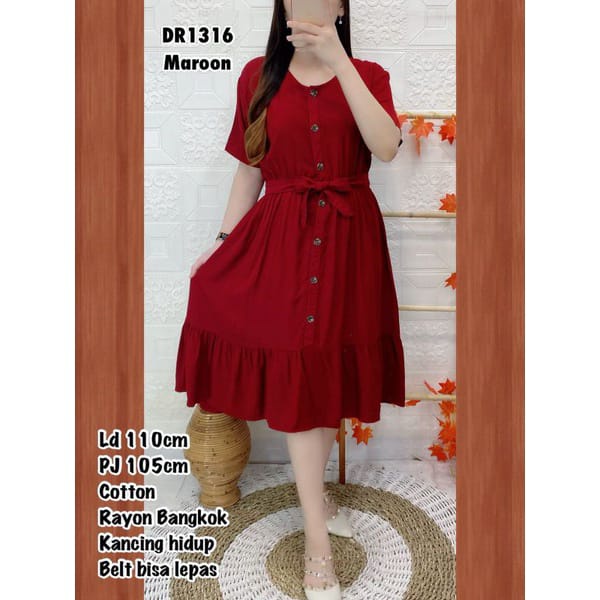 DRESS CANTK KANCING DEPAN BAHAN RAYON FRIENDHLY BUSUI