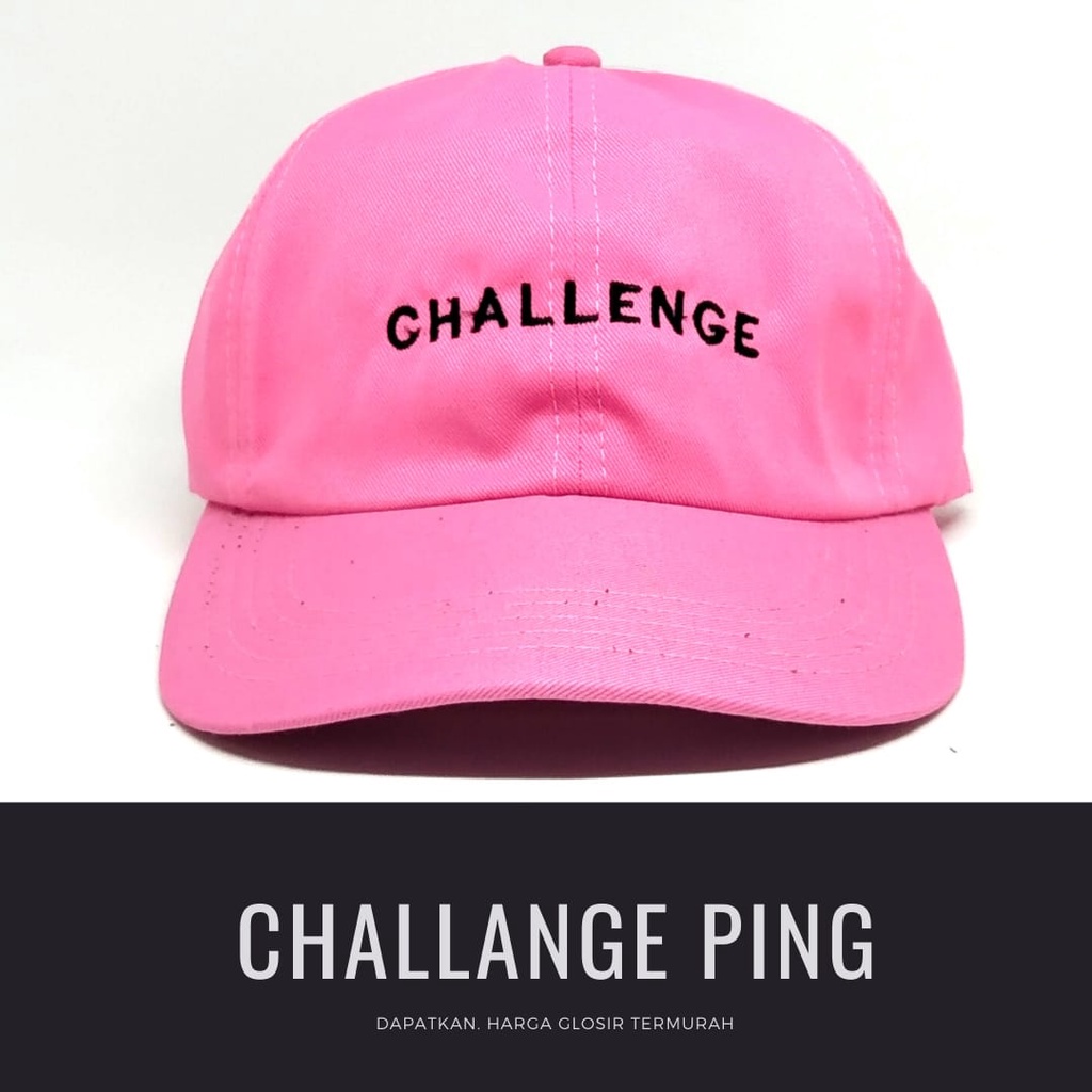 Termurah Topi baseball / garis tiga / challange / reclusive / kaktus / smile / pesawat kertas / yours / brotosaurus dino / daun kecil rasta / pohon kelapa  ring premium dan pertamax pria wanita kpop korea-Challange ping