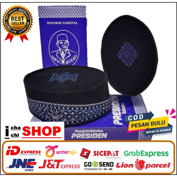 Peci Songkok Nasional Batik sablon Biru. Songkok Nasional. Peci Logo Batik Sablon