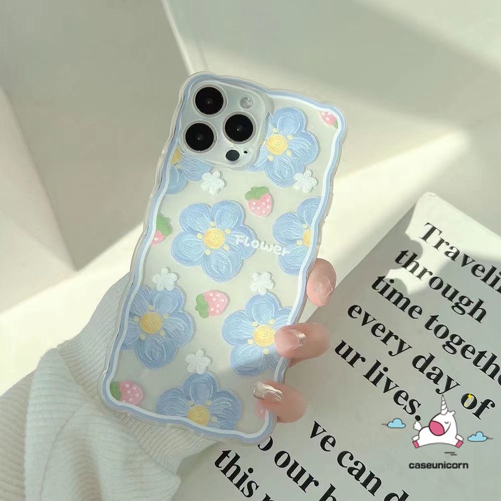 Soft Case Bahan Tpu Motif Bunga Strawberry Untuk iPhone 11 13 12 Pro Max 7 8 6 6s Plus X XR XS Max SE 2020