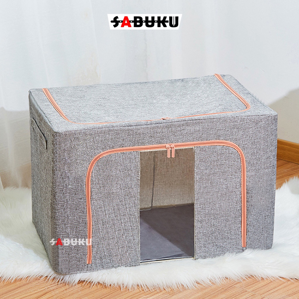 Storage Box 66LDouble Zipper Frame Baja Large Besar Multifungsi tempat Pakaian baju laundry Bed cover Selimut Serbaguna - 242