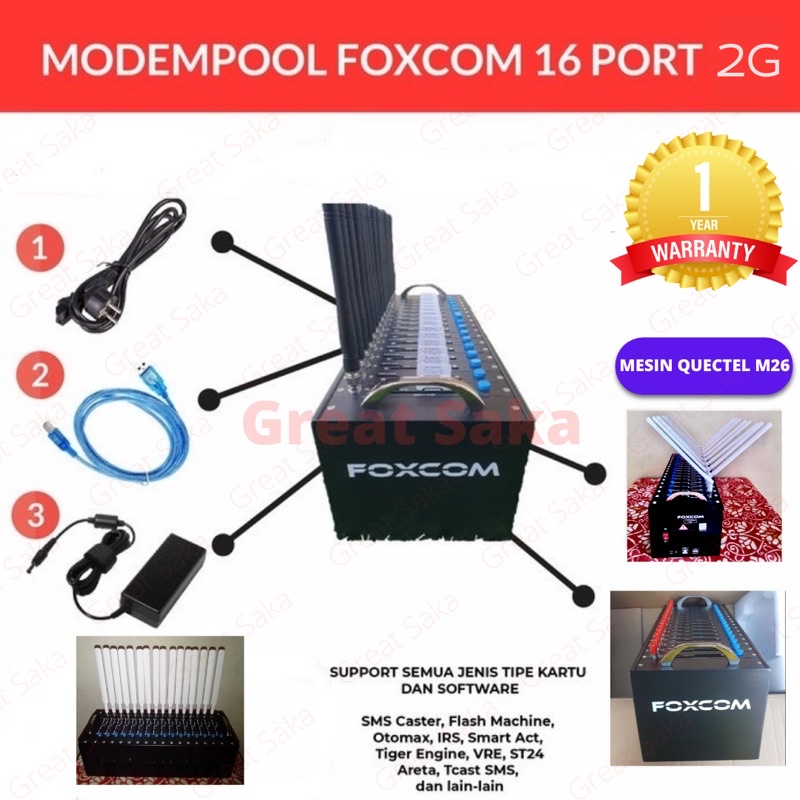 MODEMPOOL FOXCOM 16 PORT 2G | MODEM POOL CHIPSET M26 GARANSI 1TAHUN