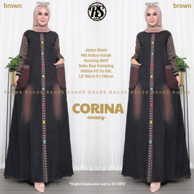 CORINA GAMIS SYARI | LD 110 | JEANS ADEM | MAXY JEANS WASH HQ | GAMIS BUSUI JUMBO | FASHION WANITA