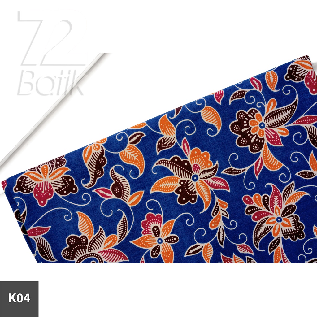 KAIN BATIK PREMIUM Bahan Katun Motif Kembang Warna Biru Oranye Orange Merah Hitam 728119 Cap 72 Jarik Jarit Samping Kebat Panjang Batik Katun Modern Premium Bahan Seragam Batik Pernikahan Kantor Keluarga Murah Kamen Jadi Batik Bali Lembaran