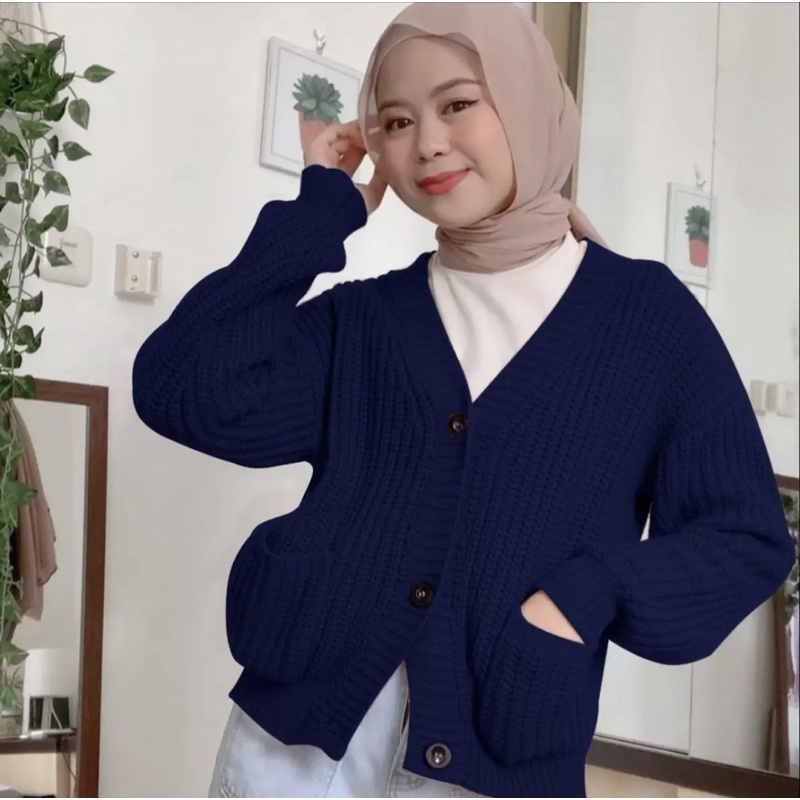 Cardigan Wanita Sherlin saku lengan panjang