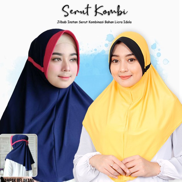 Jilbab SERUT KOMBINASI 2 Warna TARIK adiba by Asri Hijab Instan Jersey - Grosir Kerudung